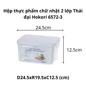 Hộp Thực Phẩm Chữ Nhật 2 Lớp Hokori Tách Nước 6572 Hộp Nhựa Đựng Thực Phẩm  Đa Năng - TADAHOME
