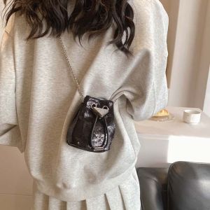 PANE5 Mini Glitter Bucket Bag Rhinestone Sequin Mobile Phone Bag Casual Crossbody Bag Coin Purse Girls