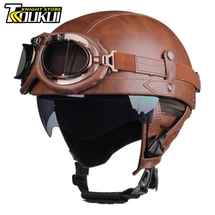 Retro Motorcycle Helmet DOT Approved German Vintage Casco Moto Helmet  Capacete De Moto With Windshield Visors Scooter Casque