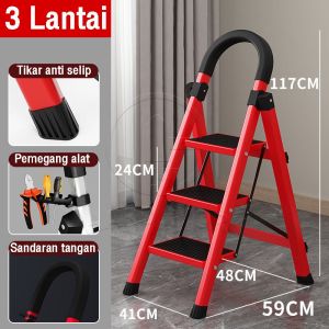 REAIM Tangga Rumah Lipat Tangga Besi Lipat 3/4/5/6/7/8 Step Household Steel Ladder Aluminium