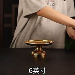 Buddha Front Thickened Alloy Fruit Plate Buddhist Temple Supplies Home Restaurant Living Room High Footed Tray