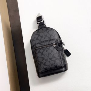 Coach original mens casual chest bag classic single shoulder crossbody cowhide mens bag C2999 Size: 19*33*7cm