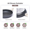 Carote Granite Nonstick Frying Pan Healthy Cooking Wok Periuk Kuali Tak Melekat, Marble Stone Die-Cast Skillet, PFOA Free, All Stove Applied (20/24/28cm,Essential Woody). 