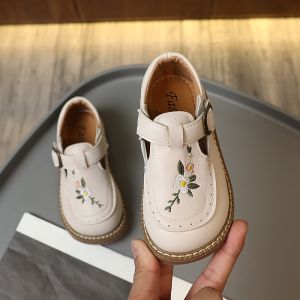 Yang Indah Bunga Bayi Perempuan Kulit Flat Sepatu Velcro Anti Licin Lembut Sole Sepatu Anak-anak 2-8 Tahun