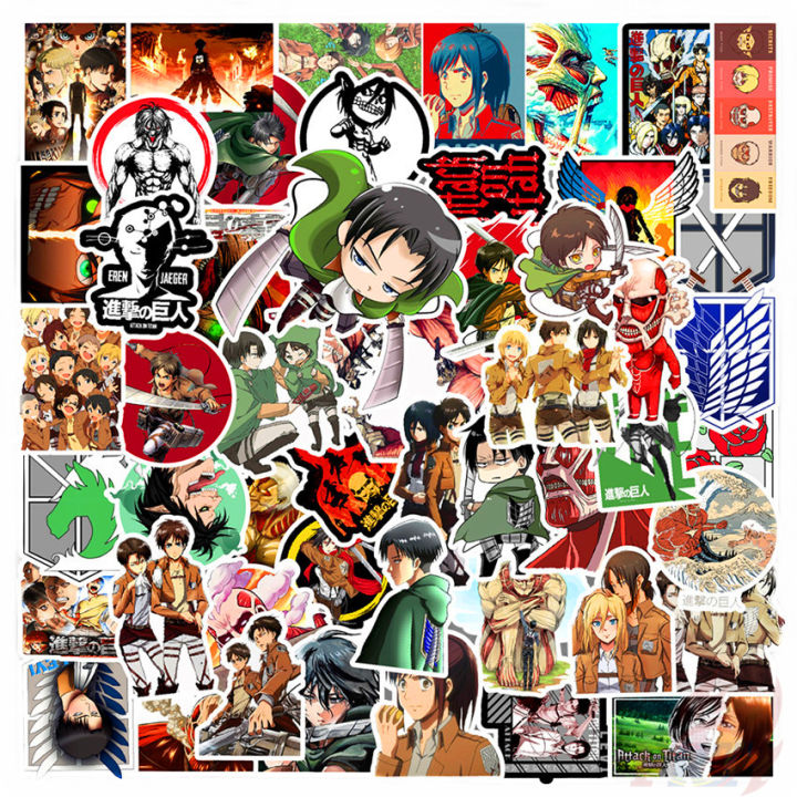 50pcs/set Attack on Titan Anime Sticker Waterproof DIY Fashion Decals ...