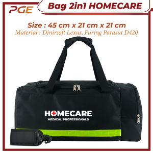 Medical Travel Bag 2in1 HOMECARE Tas Perlengkapan Medis P3K Tas Kesehatan Siaga Bencana Organizer Alat Medis Portable untuk Traveling Klinik Perawat & Kebutuhan Rumah Tangga Home Care