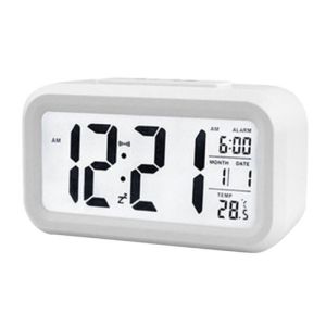 LED Digital Alarm Clock with Smart Night Light Sensor Table Alarm Clock Thermometer Calendar Time