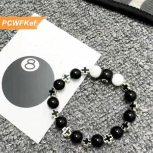 【PCWFKef】 Billiard Đen Tám Chữ Thập Vòng Đeo Tay Màu Đen Và Trắng Ghép Hạt Chuỗi Cho Nam Giới