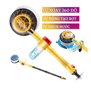 Dụng Cụ Rửa Xe Ô Tô Tự Xoay 360 Độ - Vòi CọCây Rửa Xe Hơi Kết Hợp Bàn Chải Tự Động Xoay Tròn 360 Tự Tạo Bọt