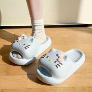 Free Shipping Thick-Soled Slippers For Women New Summer Style Cute Cat Design Suitable For Indoor And Outdoor Wear Non-Slip Perfect For Home And Bathroom Use