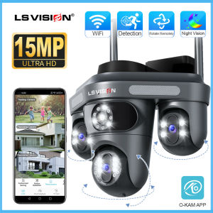 LS VISION 7K 3-PTZ Lens WIFI CCTV Camera Automatic Tracking Full Color Night Vision Humanoid Detection Security Camera Waterproof Outdoor Two-Way Audio IP Cameras Support Bluetooth connection