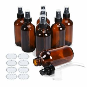 【PrettySet】5-100ml Portable Amber Glass Essential Oil Spray Bottles Mist Sprayer Container Travel Refillable Bottle Transparent Brown Retail and Wholesale S53