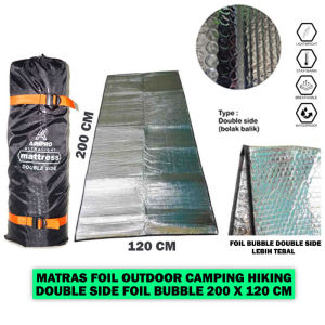 Matras Camping 200x120 Alumunium Foil Lipat Murah Tebal Angin Empuk TNI Anti Air Super Hangat