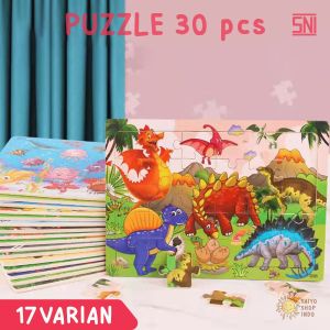 TAIYO Puzzle Kayu 30pcs Karakter Hewan Dino Transportasi Animal Wooden Jigsaw Edukasi Mainan Anak