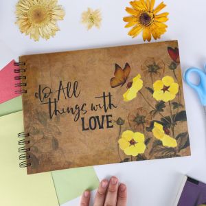 Scrapbook Kraft with Real Pressed Flower Artwork - ENJOY YOUR JOURNEY (20 Leaves) A4 Size.