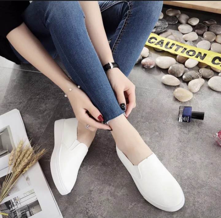 plain white slip on shoes