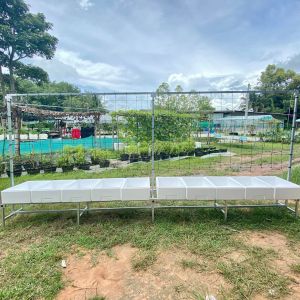 ชั้นปลูกแตงกวา มะเขือเทศ ถั่วพู อัญชัน ผักกินผลและไม้เลื้อยต่างๆ พร้อมตาข่ายถักด้วยเชือกไนล่อนอย่างดี วางได้ 10 กล่อง -เกษตรกรรมยั่งยืน