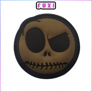 Luminous Cartoon PVC Soft Rubber Evil Smiley Armband Velcro Patch Morale Medal Backpack Stickers