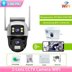 V380 CCTV 8MP Lensa Ganda Layar Ganda Luar ruangan Ultra-HD Pan Tilt Motion Tracking Keamanan WiFi CCTV IP Camera