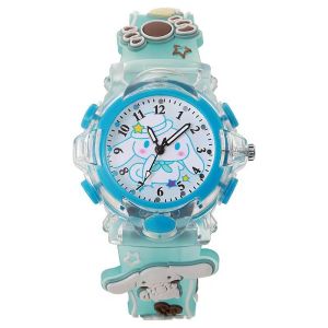 Sanrio Kuromi Cinnamoroll Girls Watch with Glowing Light 3D Silicone Strap Cartoon Analog Quartz Wristwatch