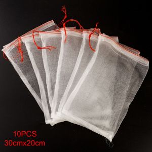 HUYAN 10pcs/set Anti-Bird Nylon For Soaking Germination Drawstring Supermarket Fruit Vegetable Mesh Bag Storage Organizer Protection Bag Garden Supplies