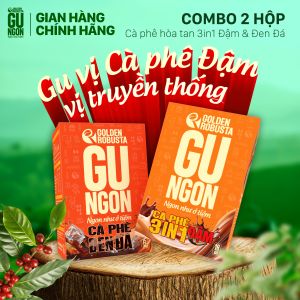 [COMBO 2 HỘP]  Cà Phê Hòa Tan GU NGON (3in1 Đậm & Đen Đá) - GU VỊ TRUYỀN THỐNG