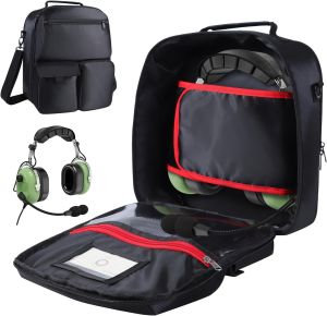 Pilot Headset Bag Aviation Headset Pilot Bag Durable Aviation Flight Carry Case with Multiple Pockets for Aviation Headset Pilot Kneeboard and Other Accessories