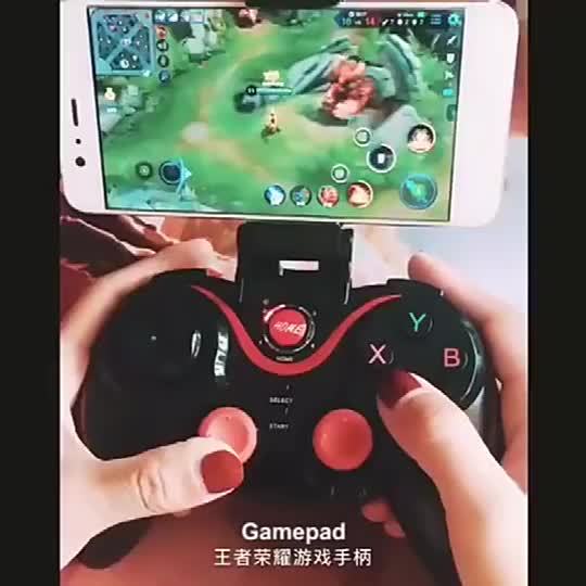 Portable S6 Wireless BLE game controller handle with bracket & receiver ...