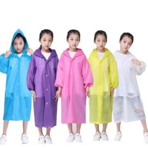 Kids Raincoat Raincoat EVA Student Raincoat Backpack One-Piece Thickened Widened Travel Poncho Ready Stock