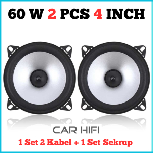 COD Cepat Speaker Mobil 2 Pcs Subwoofer HiFi 4 Inch 60W + 2 Pcs Kabel dan Sekrup / Speaker Subwoofer Spiker Super Terbaik Bass