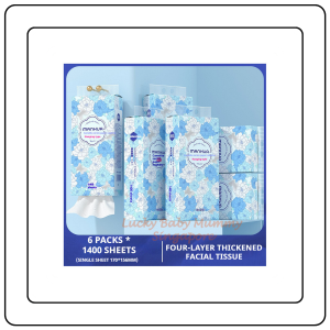 【JJ HOME】【6 Packs/Box】ManHua Camellia Hanging Tissue 4-Ply 1400 Sheets | Large Pack Tissue
