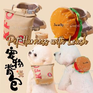 Pet Harness with Leash Dog Cat Chest Strap Pet Vest Type Leash Pet Accessories Burger Bag KFC. Bag 宠物小背包宠物胸背绳猫咪牵引绳遛狗绳背心式