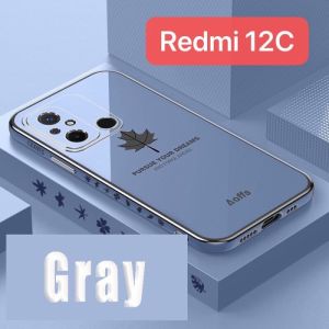 Case Redmi 12C Poco C55 Maple Daun Plating List Gold Free Tali Lanyard Silikon Soft Casing Handphone