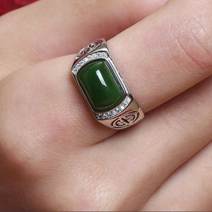 Nhẫn Đính Ngọc Lục Bảo Sang Trọng Thời Trang Phong Cách Cổ Điển Cho Nam Và Nữ
