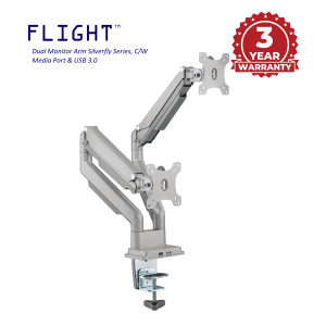 *CLEARANCE* Flight™ Dual Silverfly Series Monitor Arm LCD Arm Monitor Mount Vesa Monitor Stand Come With 1 x Media Port 1 x 3.0 USB Dynamic Spring Mechanism International Vesa Compatible Cable Management Included 360 Degree Monitor Rotation