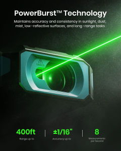 MILESEEY S50 Green-Beam Laser Distance Measure 120M Laser Measure P2P Side-Laser Alignment 2.4" IPS Backlit Display Area/Volume Measurement 8 Units Indoor&Outdoor