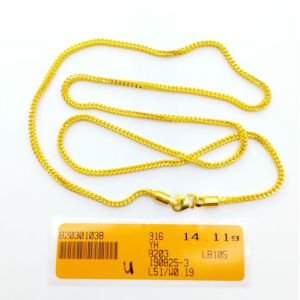 Rantai Leher Belut Padu 6g Ke Atas Emas 916 Yon Hing