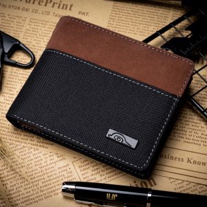 Dompet Pria Bahan Kanvas kombinasi Kulit PU Premium JP40