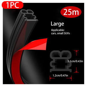 5m/12m/25m Car Sealing Strip Rubber Car Door Seals Strips Universal For Auto Doors Trunk Hood Soundproof Dustproof Protection Strip