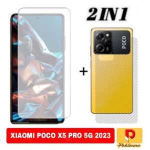 PROMO PAKET 2 INC 1 Tempered Glass XIAOMI POCO X5 PRO 5G / POCO M5 2022 Anti Gores Kaca Clear
