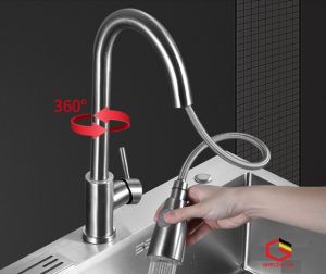 VÒI RỬA BÁT RỬA CHÉN DÂY RÚT INOX 304 (lưu ý: chỉ dùng cho nhà chung cư nhà cao tầng hoặc nhà có bơm tăng áp)