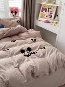 ins Super Soft Wrinkled Washed Cotton Four-Piece Set Student Dormitory Bed Sheet Three-Piece Set Bedding Quilt Cover Bed Skirt 4LZD