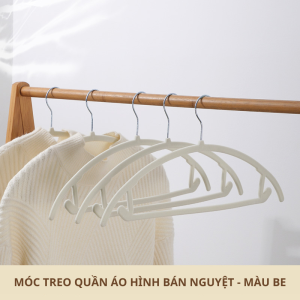 Set 10 mắc treo quần áo chống trượt chất liệu nhựa ABS cao cấp+bọc nhung mịn móc thép không gỉ xoay 360 độ Akii Home MT20