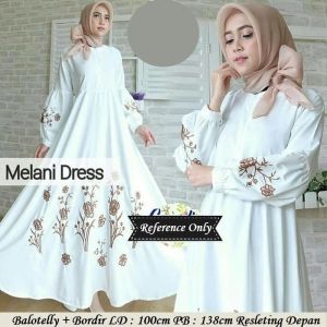 gamis dress melani /gamis wanita /bordir /bahan moscrepe/ lengan balon/ dres kondangan2024/ dres pesta/ gamis terlaris/ gamis terbaru/ dres putih/baju lebaran2024/ dres lebaran 2024