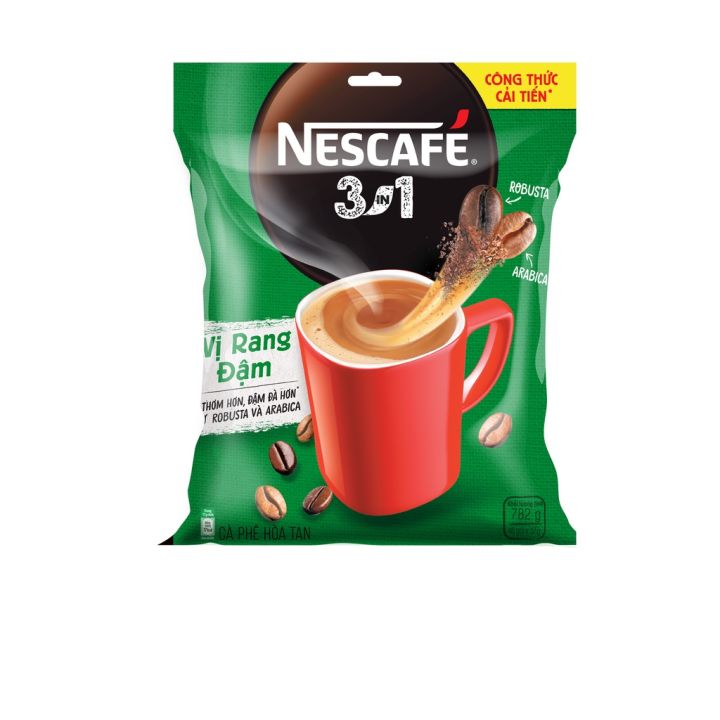 [BỊT XANH LÁ] Nescafé 3in1 đậm vị cà phê (Bịch 46 gói x 17g) - VỊ RANG ...