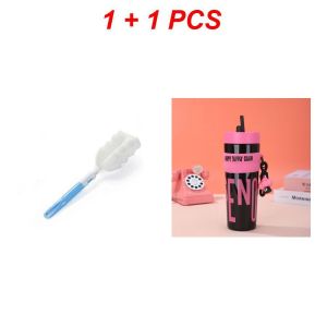 VIVOLILV 🎁Free Brush🎁900ml Cute Large Capacity Straw Tumbler With Straw Cover Outdoor Portable Straw Cup Dopamine Plastic Water Bottle With Handle BPA FREE Non-Toxic Sports Bottle For Gym