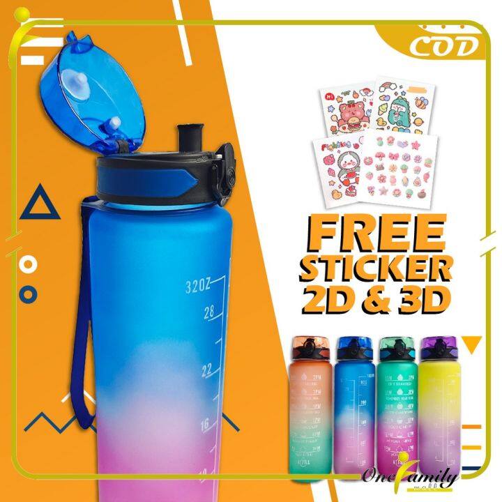 ONE-C407 Botol Minum 1 Liter Gradasi Tumbler Olahraga Sport Unik