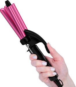 Máy tạo sóng tócFarery 3 ống – Máy tạo kiểu tóc sóng biển nhỏ gọn tiện dụng cho tóc ngắn có ống tạo sóng gốm 1/2 inch với 3 mức nhiệt và thời gian làm nóng nhanh 30 giây máy tạo kiểu tóc du lịch điện áp kép dành cho phụ nữ kèm túi đựng.