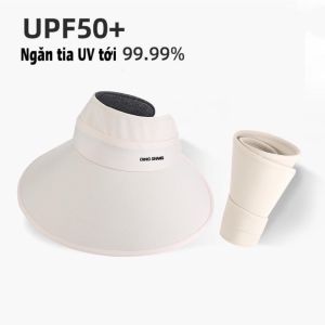 Nón đi biển chống nắng mũ siêu rộng vành hở chóp DING SHANG mũ nửa đầu vải lụa chống tia UV UPF50+ - Alice Store