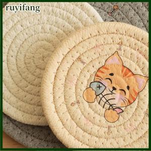 ruyifang แผ่นรองจานกันความร้อนสำหรับวางบนโต๊ะแผ่นรองแก้วลายแมวทนทานของตกแต่งบ้านอุปกรณ์ตกแต่งโต๊ะในครัว